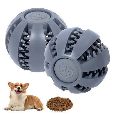 Giocare giocattoli per cani Palla di silicone per la pulizia interattiva dei denti e la distribuzione di cibo per perdite