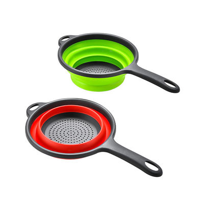 Strumenti da cucina Cesto rotondo Colander pieghevole Sink strainer Set con maniglia PP TPR