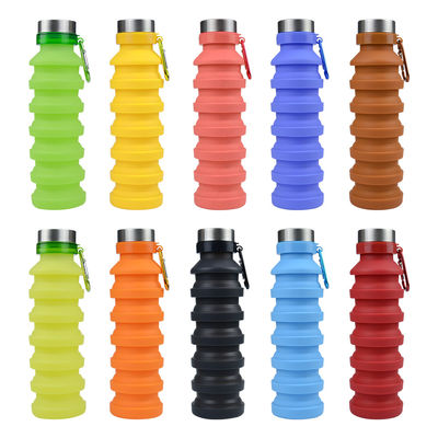500 ml bottiglia d'acqua pieghevole a manica in silicone con coperchio