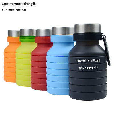 500 ml bottiglia d'acqua pieghevole a manica in silicone con coperchio