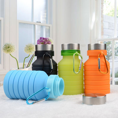 Flascia sportiva portatile in silicone per viaggiare, palestra, campeggio, resistente alle perdite e pieghevole