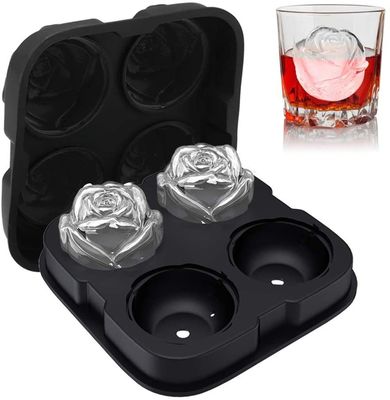 Fabbricante di palline di ghiaccio di silicone rosa facile rilascio Grande cubo di ghiaccio per vassoi per snack di cocktail
