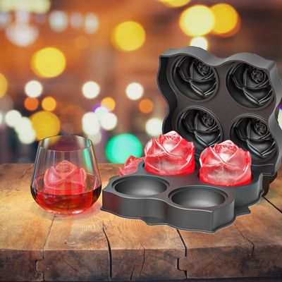 Fabbricante di palline di ghiaccio di silicone rosa facile rilascio Grande cubo di ghiaccio per vassoi per snack di cocktail