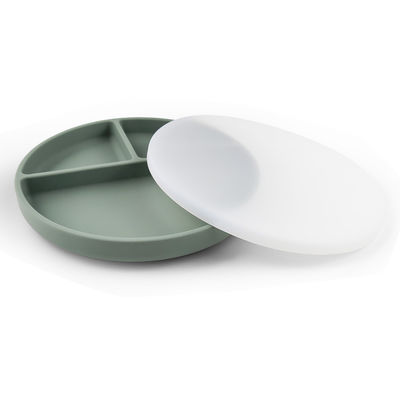 Piatto per bambini in silicone con coperchio e aspirazione Set di alimentazione a colori personalizzati per alimenti