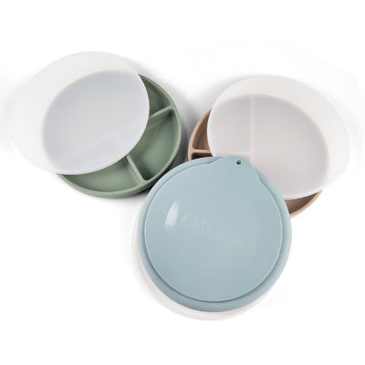 Piatto per bambini in silicone con coperchio e aspirazione Set di alimentazione a colori personalizzati per alimenti