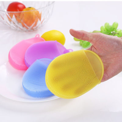Spazzola per lavare i piatti a doppio lato in silicone a spugna per la pulizia della cucina resistente alle macchie