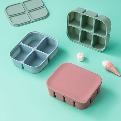Contenitore per la conservazione di alimenti per bambini in silicone di forma rettangolare, sicuro per microonde e privo di BPA Riutilizzabile
