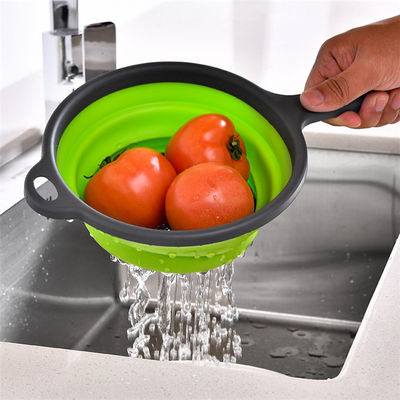 Strumenti da cucina Cesto rotondo Colander pieghevole Sink strainer Set con maniglia PP TPR