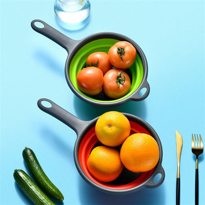 Strumenti da cucina Cesto rotondo Colander pieghevole Sink strainer Set con maniglia PP TPR