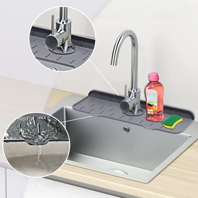 Home Cucina Pelle da tavola Nero Silicone Sink Splash Guard con Disegno Assorbente Acqua