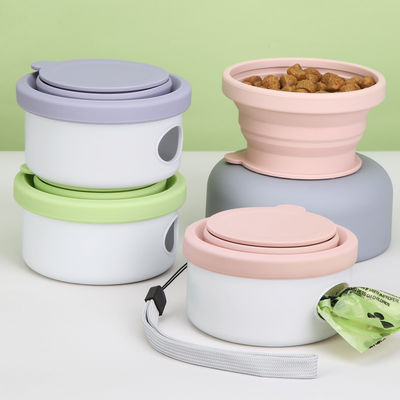 Cucina per cani da viaggio all'aperto 3 in 1 vaschetta pieghevole per animali domestici con coperchio e design pieghevole