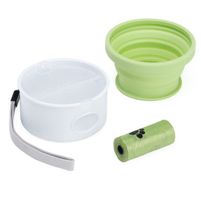 Cucina per cani da viaggio all'aperto 3 in 1 vaschetta pieghevole per animali domestici con coperchio e design pieghevole