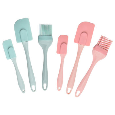 Scraper di silicone rosa Set in tre pezzi Spatule resistenti al calore Spazzole da barbecue Strumenti da forno