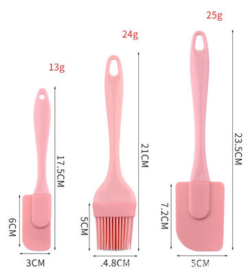 Scraper di silicone rosa Set in tre pezzi Spatule resistenti al calore Spazzole da barbecue Strumenti da forno