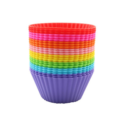 24pcs / 12pcs pacchetto Logo personalizzato accettabile Silicone non appiccicoso Cupcake rivestimenti per la festa