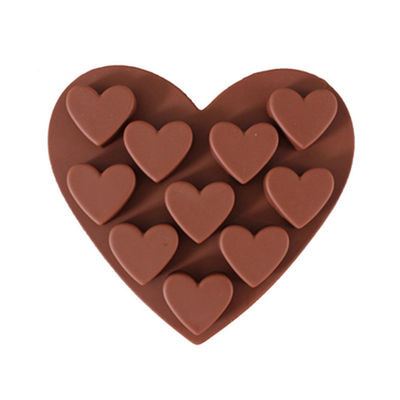 Moffa di sapone in silicone rosso scartato per 10 utensili da cucina a forma di cuore con cioccolato