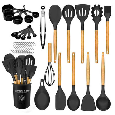 24 pezzi di manico di legno antiaderente di silicone Kitchen Gadget Set con opzioni personalizzate