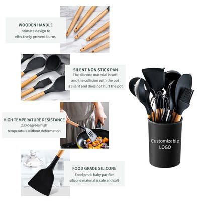 24 pezzi di manico di legno antiaderente di silicone Kitchen Gadget Set con opzioni personalizzate