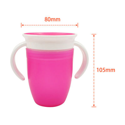 Coppa da bere per bambini piccoli a doppia maniglia rosa silicone a 360 gradi