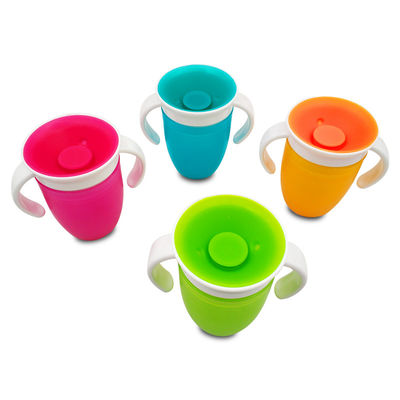 Coppa da bere per bambini piccoli a doppia maniglia rosa silicone a 360 gradi