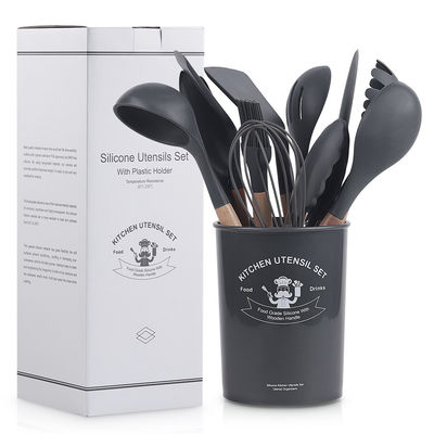 Set di utensili da cucina in silicone a 12 pezzi con maniglie di legno Il miglior amico della tua cucina
