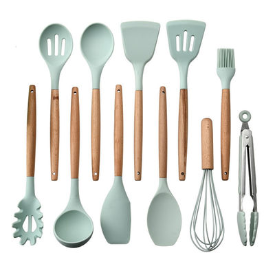 Set di utensili da cucina in silicone a 12 pezzi con maniglie di legno Il miglior amico della tua cucina