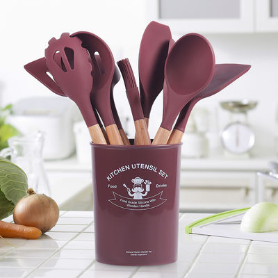 Set di utensili da cucina in silicone a 12 pezzi con maniglie di legno Il miglior amico della tua cucina