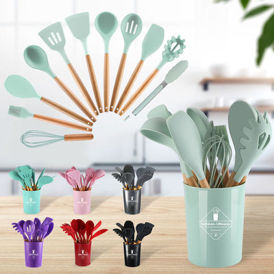 utensili da cucina in silicone con maniglie di legno 12 pezzi utensili da cucina utensili da cucina