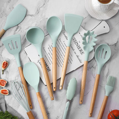 utensili da cucina in silicone con maniglie di legno 12 pezzi utensili da cucina utensili da cucina