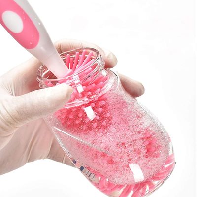 Spazzola per la pulizia delle bottiglie di silicone con detergente per capezzoli per bambini 10.4*2.2 in /26.5*5.8