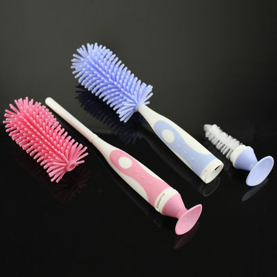 Spazzola per la pulizia delle bottiglie di silicone con detergente per capezzoli per bambini 10.4*2.2 in /26.5*5.8