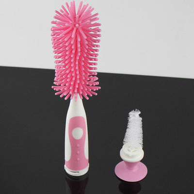 Spazzola per la pulizia delle bottiglie di silicone con detergente per capezzoli per bambini 10.4*2.2 in /26.5*5.8