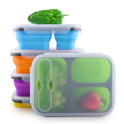 3 Compartimento Bambini Bento a prova di perdite Contenitori riutilizzabili per la conservazione degli alimenti con forchetta
