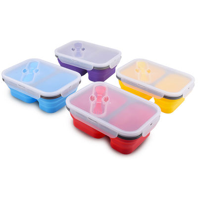 3 Compartimento Bambini Bento a prova di perdite Contenitori riutilizzabili per la conservazione degli alimenti con forchetta