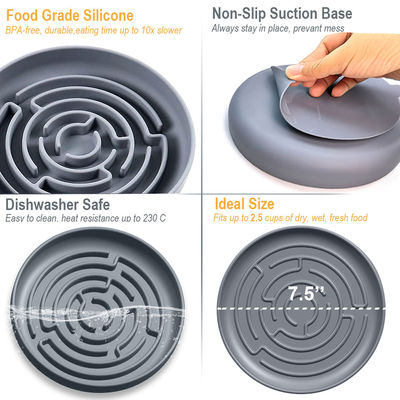 Logo personalizzato Cucine per animali da compagnia alimentatori labirinto rotondo alimentatore silicone lento con tappeto di aspirazione